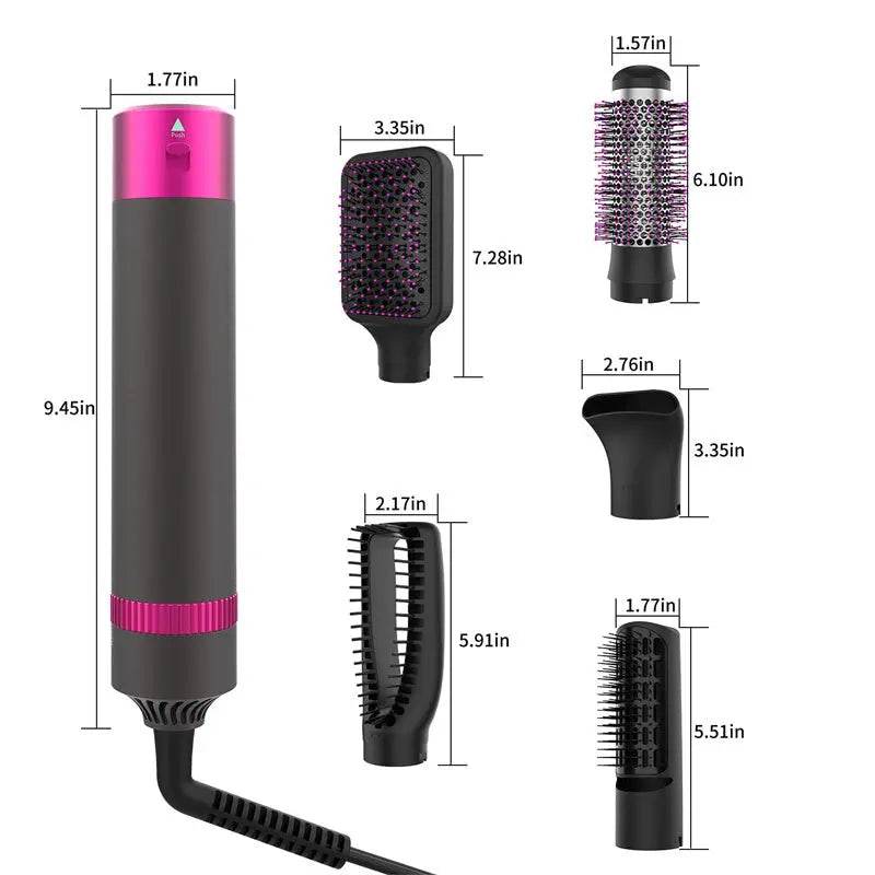 Professional 5 In 1 Hair Dryer Brush Dryer And Straightening Brush Electric Hair Styling Tool Automatic Hair Curler Beauty Supplies Gadgets - ProTrendyz