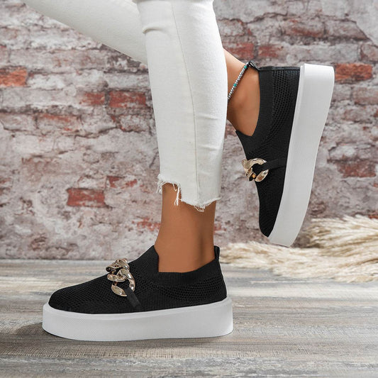 Chain Flats Shoes Women Breathable Mesh Shoes - ProTrendyz
