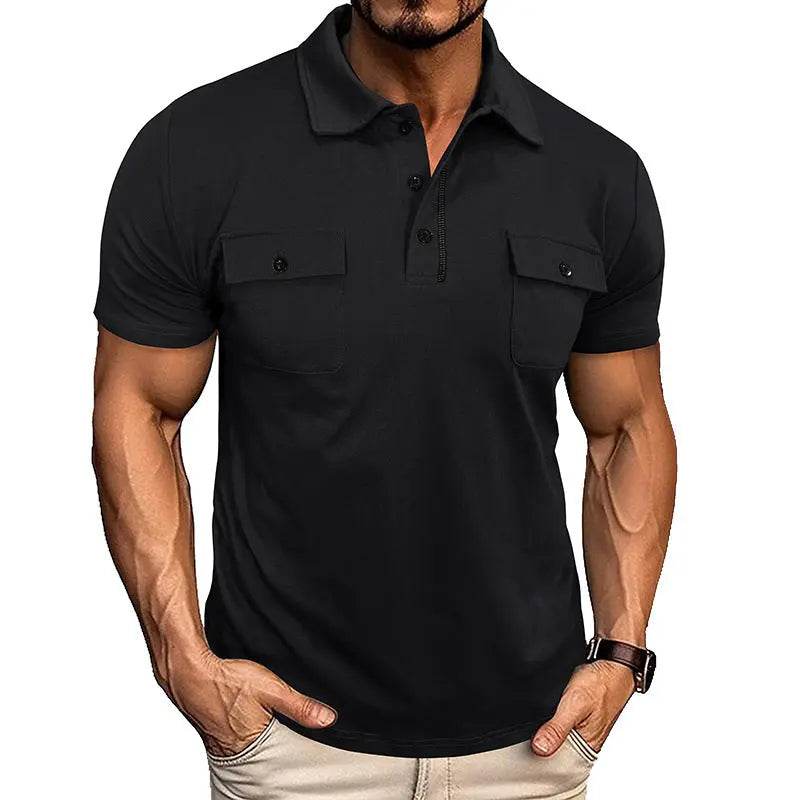 Summer Lapel Button Polo Shirt With Pockets Outdoor Fashion Short Sleeve Tops For Men Clothing - ProTrendyz