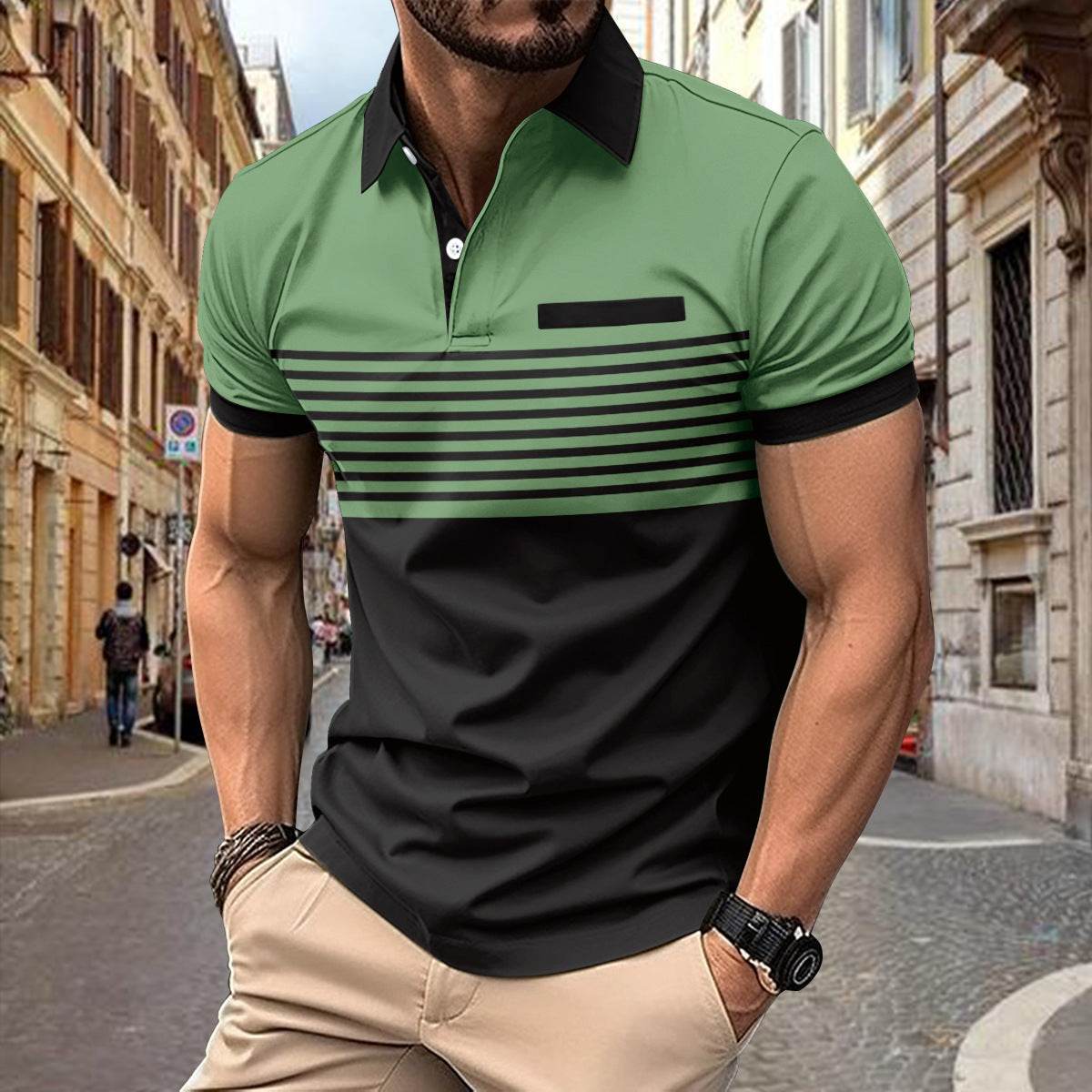 Casual Striped Shirt With Chest Pocket Men Clothing - ProTrendyz