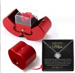 Fashion Jewelry Box Red Apple Christmas Gift Necklace Eternal Rose For Girl Mother's Day Valentine's Day Gifts With Artificial Flower Rose Flower Jewelry Box US - ProTrendyz
