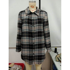 Women's Loose Casual Plush Plaid Shirt Jacket - ProTrendyz