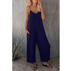 Women's Loose Sleeveless Jumpsuits Romper Jumpsuit With Pockets Long Pant Summer - ProTrendyz