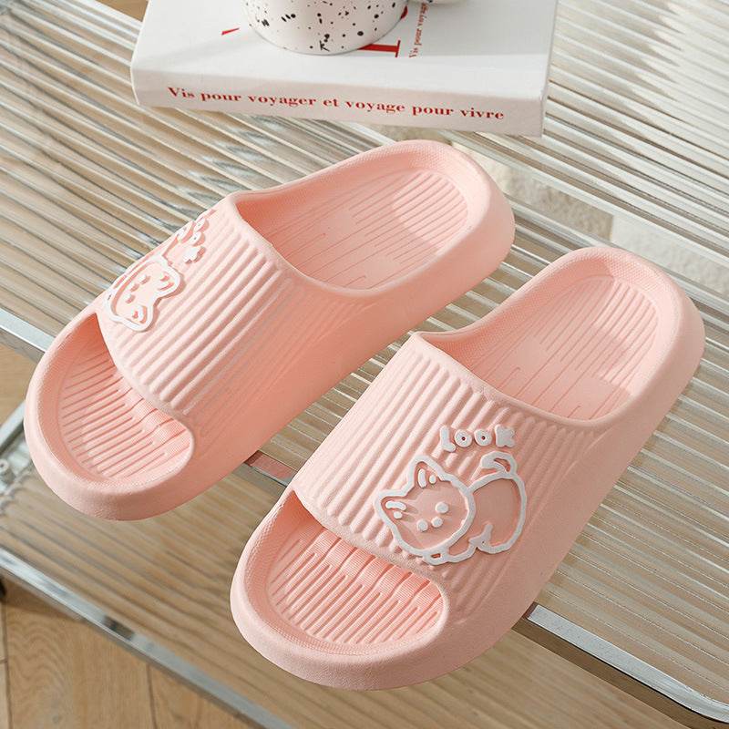Cute Cat Slippers Summer Women Home Shoes Bath Thick Platform Non-Slip Slides Indoor Outdoor - ProTrendyz