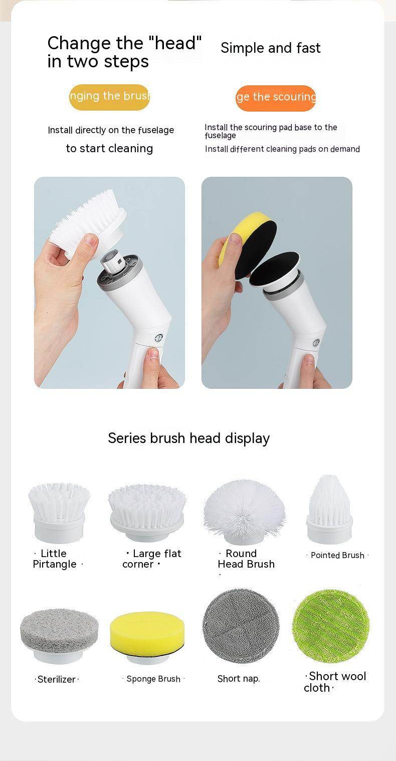 Electric Scrubber Cleaning Wall Long Handle Elbow Telescopic Multifunction Cleaning Brush - ProTrendyz