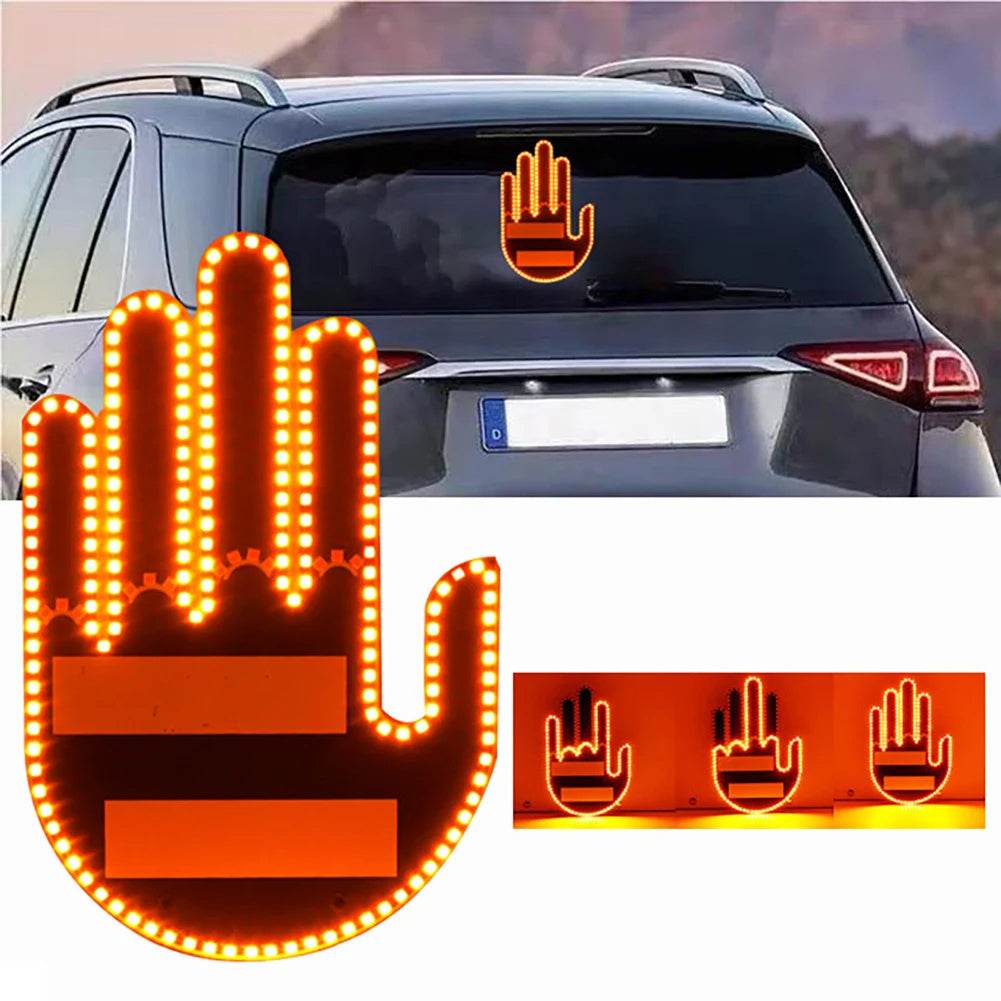 Funny New LED Illuminated Gesture Light Car Finger Light With Remote Road Rage Signs Middle Finger Gesture Light Hand Lamp - ProTrendyz