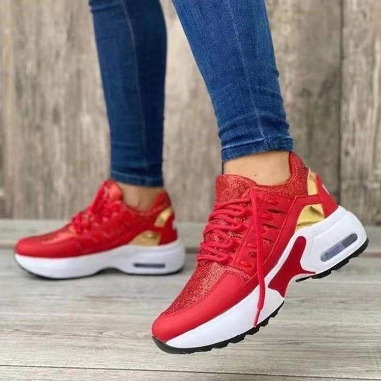 Lace Up Sneakers Women Wedge Heel Running Sports Shoes - ProTrendyz