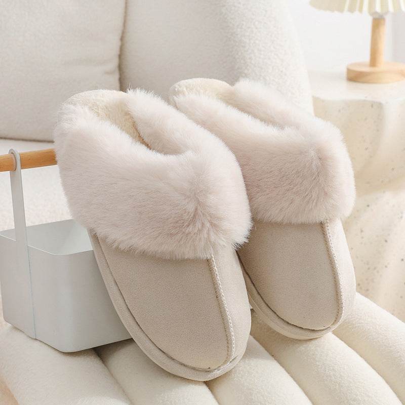 Winter Warm Plush Home Slippers Indoor Fur Slippers Women Soft Lined Cotton Shoes Comfy Non-Slip Bedroom Fuzzy House Shoes Women Couple - ProTrendyz