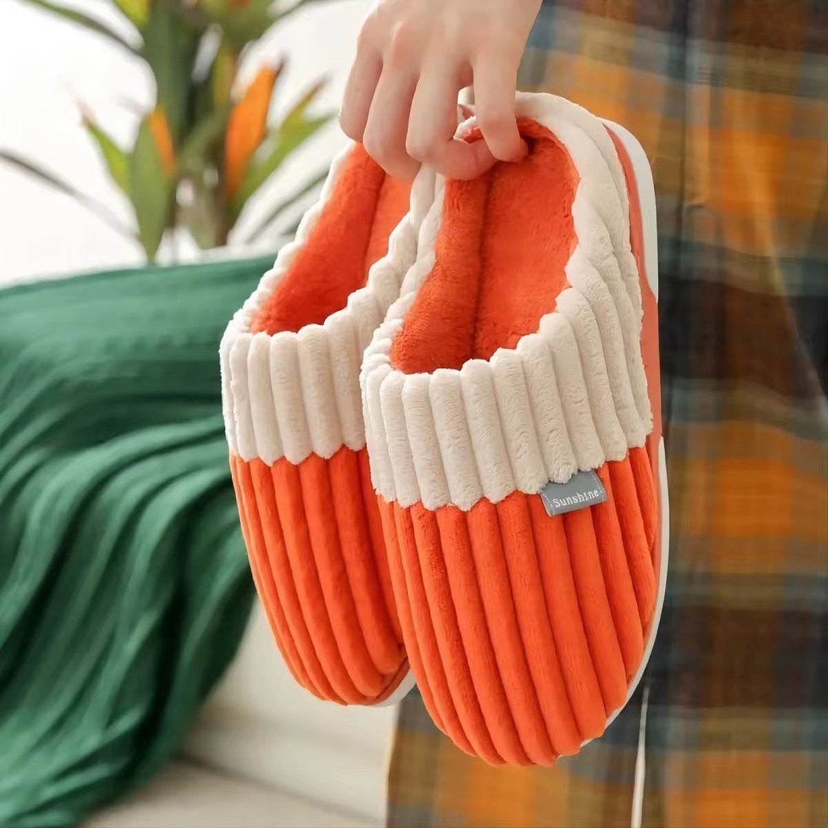 Unisex Winter Slippers Corduroy Shoes Couples Bedroom Slippers Women Men - ProTrendyz