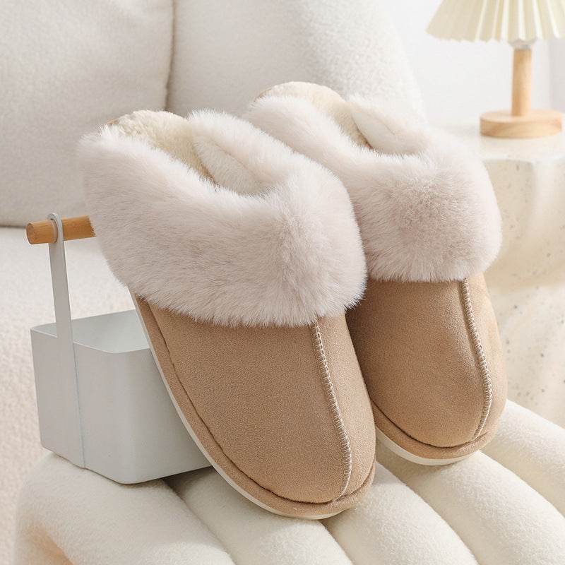 Winter Warm Plush Home Slippers Indoor Fur Slippers Women Soft Lined Cotton Shoes Comfy Non-Slip Bedroom Fuzzy House Shoes Women Couple - ProTrendyz