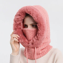 Winter Thick Plush Hat With Scarf Windproof Warm Knit Hats Hooded For Women - ProTrendyz