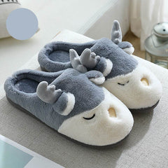 Christmas Shoes Winter Home Slippers Elk Plush Bedroom Slipper House Shoes For Women Men - ProTrendyz