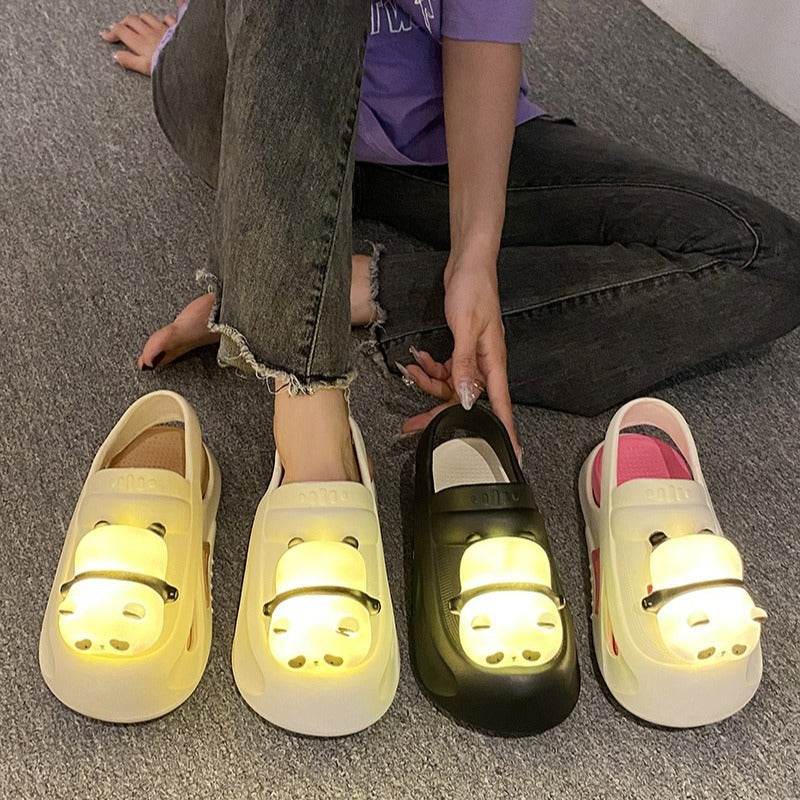 2024 Cute Slipper With Panda Lamp Summer Sandales Femme Light Funny Woman Slippers Shoes Women - ProTrendyz