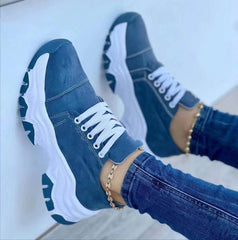 Platform Sport Flats Shoes Lace-up Sneaker Outdoor Walking Casual Shoes Women - ProTrendyz