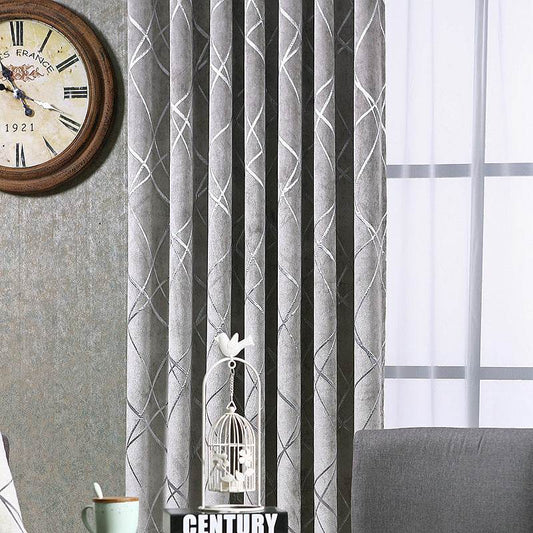 Solid Color Simple Modern Light Luxury Living Room Chenille Blackout Curtains - ProTrendyz