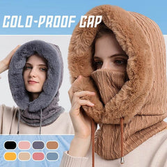 Winter Thick Plush Hat With Scarf Windproof Warm Knit Hats Hooded For Women - ProTrendyz