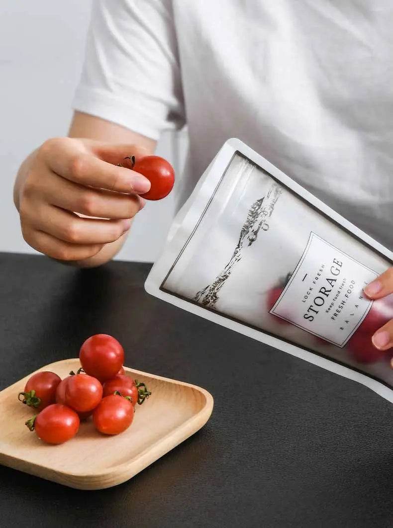 Food Storage Bag Zero Waste Reusable Ziplock Bags Cup Shape Silicone Bag Stand Up For Kitchen Cookie Candy Snack Baked Food - ProTrendyz