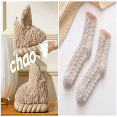 Winter Package Heeled Waterproof Home Indoor And Outdoor Wear Cute High Helper Cotton Slippers - ProTrendyz