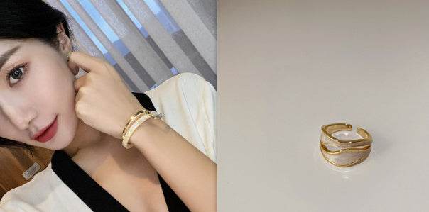 Metal White Shellfish Plate Bracelet For Women Opening Adjustable 2 Layers Design Llight Luxury Female Fashion Jewelry Gifts - ProTrendyz