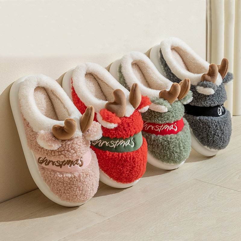 Christmas Shoes Winter Home Slippers Elk Soft Cozy Bedroom Slipper Slip On House Shoes - ProTrendyz