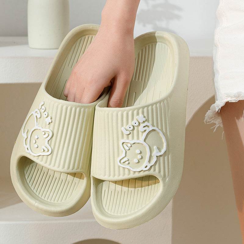 Cute Cat Slippers Summer Women Home Shoes Bath Thick Platform Non-Slip Slides Indoor Outdoor - ProTrendyz