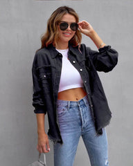 Fashion Ripped Shirt Jacket Female Autumn And Spring Casual Tops Womens Clothing - ProTrendyz