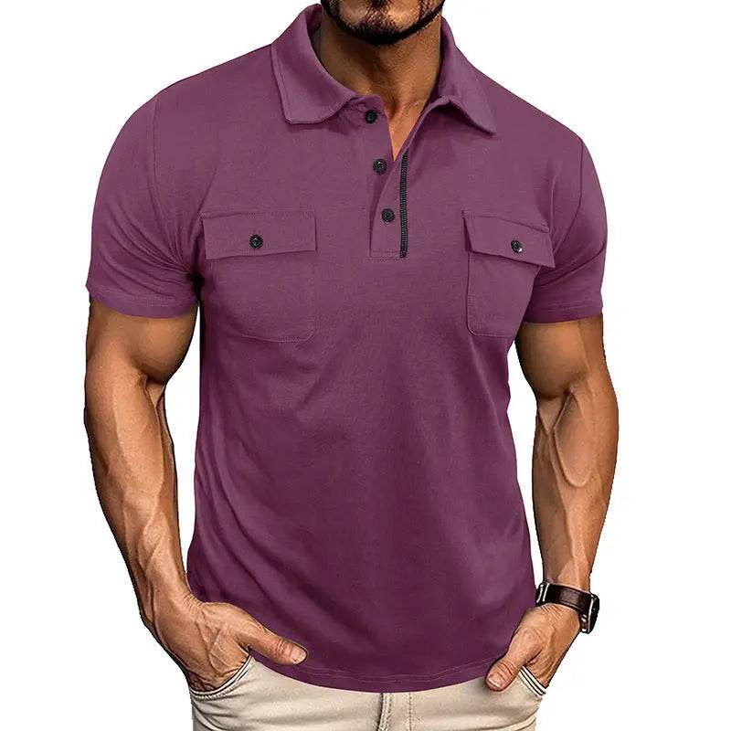 Summer Lapel Button Polo Shirt With Pockets Outdoor Fashion Short Sleeve Tops For Men Clothing - ProTrendyz