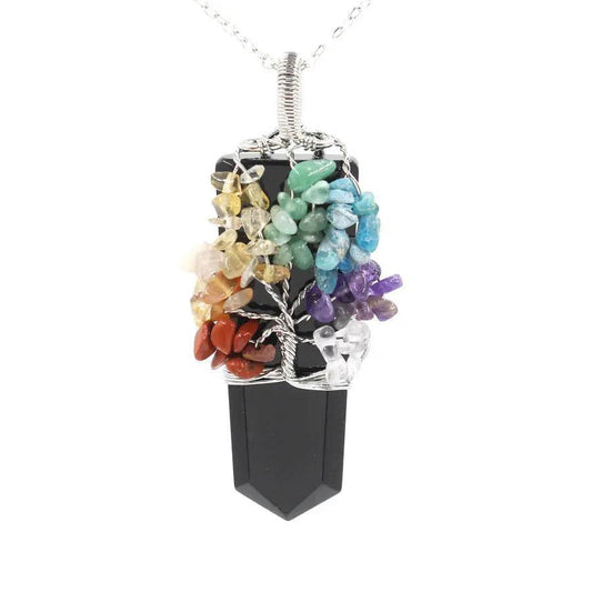 Crystal Column Tree Of Life Winding Pendant Necklace US - ProTrendyz