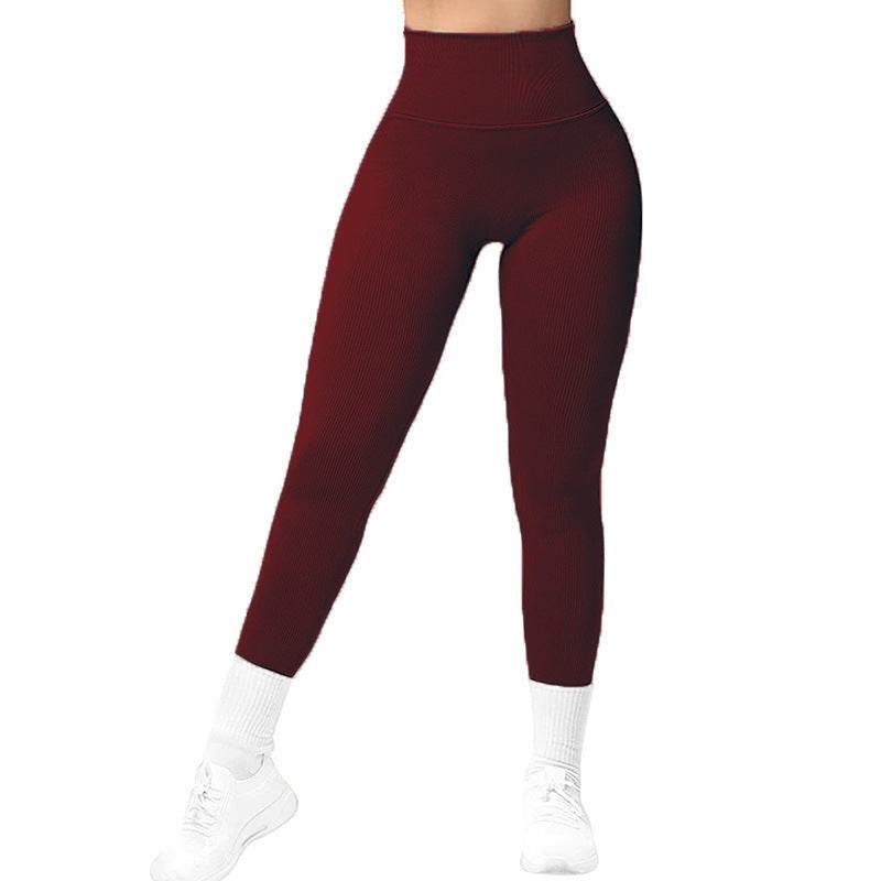 High Waist Seamless Leggings Threaded Knitted Fitness Pants Solid Women's Slimming Sports Yoga Pants Elastic Running Sport Leggings - ProTrendyz