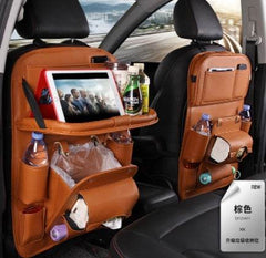 PU Leather Car Storage Bag Multifunction Seat Back Tray Hanging Bag Waterproof Car Organizer Automotive Interior Accessories - ProTrendyz