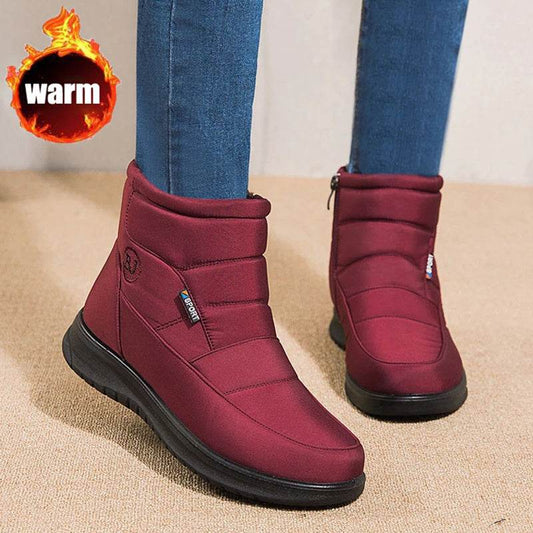 Ankle Boots For Women Non-slip Waterproof Snow Boots Flat Heels Warm Shoes - ProTrendyz
