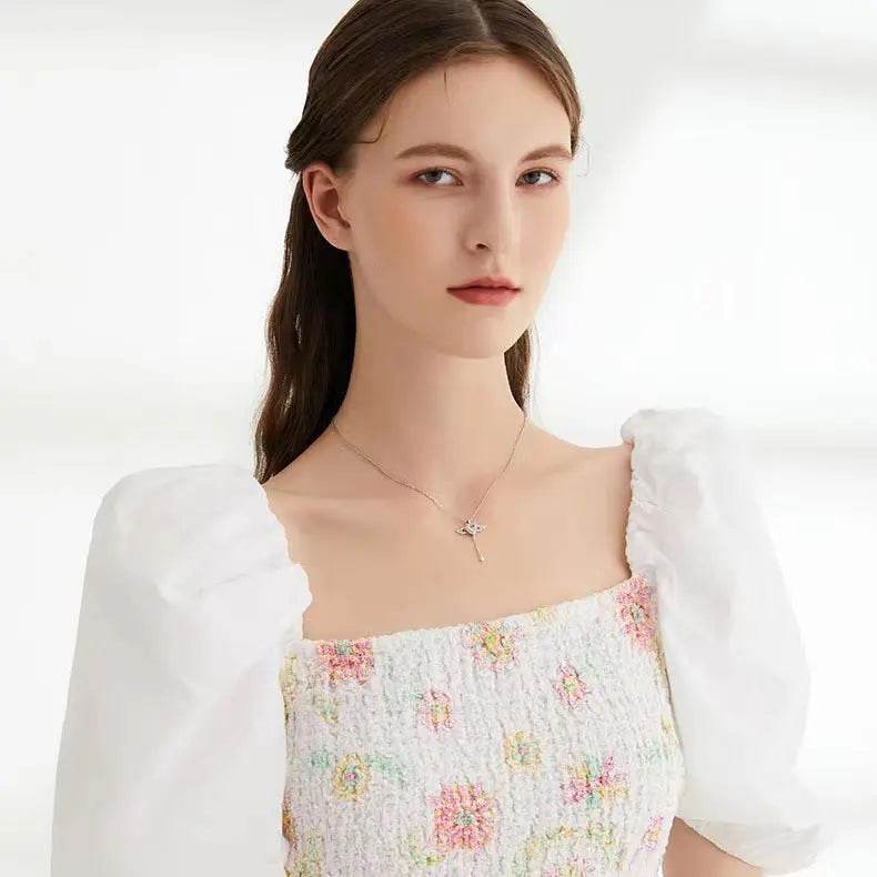 Moving Cupid Heart Angel Wings Tassel Necklace With Crystal Clavicle Chain Women Jewelry Gift Valentine's Day US - ProTrendyz