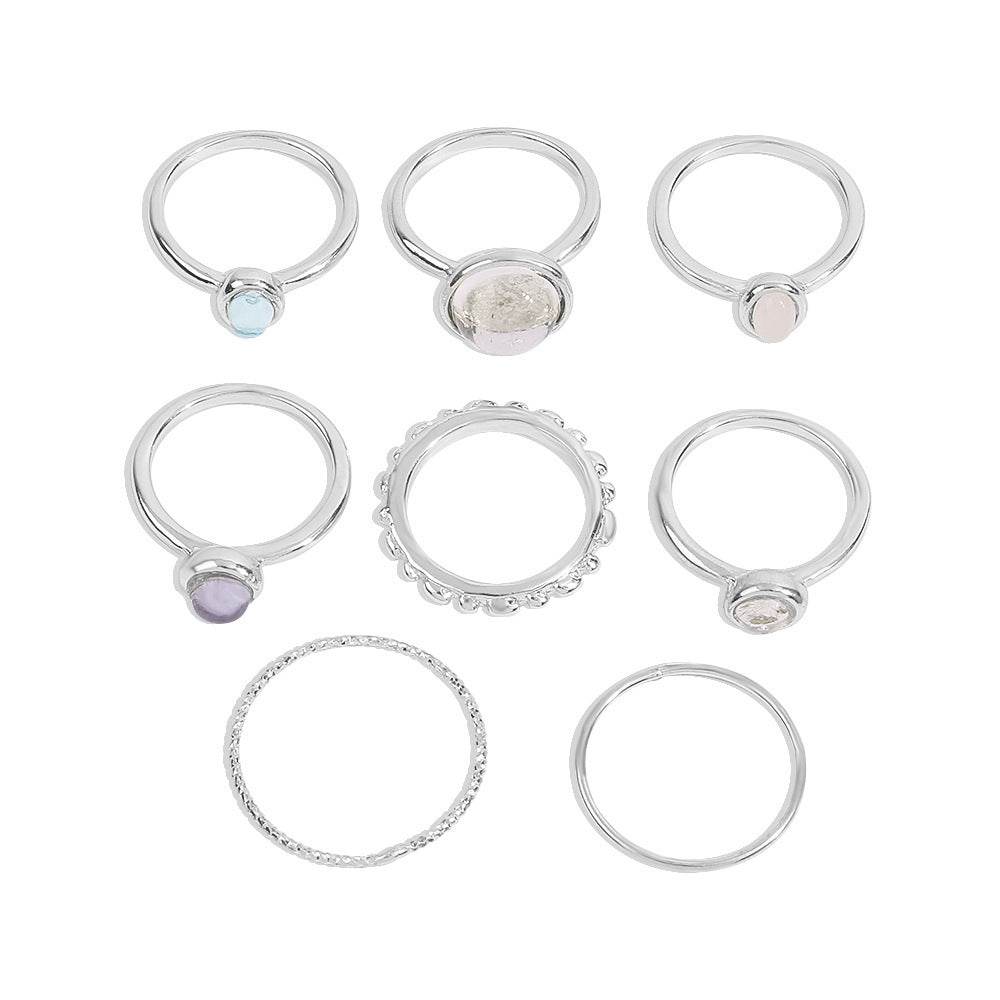 Colorful Stone Metalic Finger Rings Joint Combination Rings For Women Girl Rings - ProTrendyz