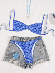 Tube-top Backless Lace-up Sexy Bikini Two-piece Swimsuit