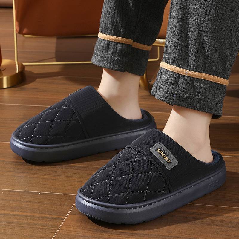 Men's Home Slippers Winter Warm Plush House Shoes Indoor Non-slip Floor Bedroom Slipper Casual All-match Shoes - ProTrendyz