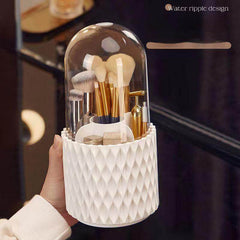 360 Rotating Large Capacity Transparent Makeup Brush Storage Pen Holder Acrylic Dust With Lid Desktop Cosmetic Storage Box - ProTrendyz