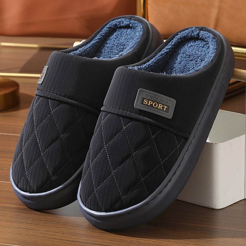 Men's Home Slippers Winter Warm Plush House Shoes Indoor Non-slip Floor Bedroom Slipper Casual All-match Shoes - ProTrendyz