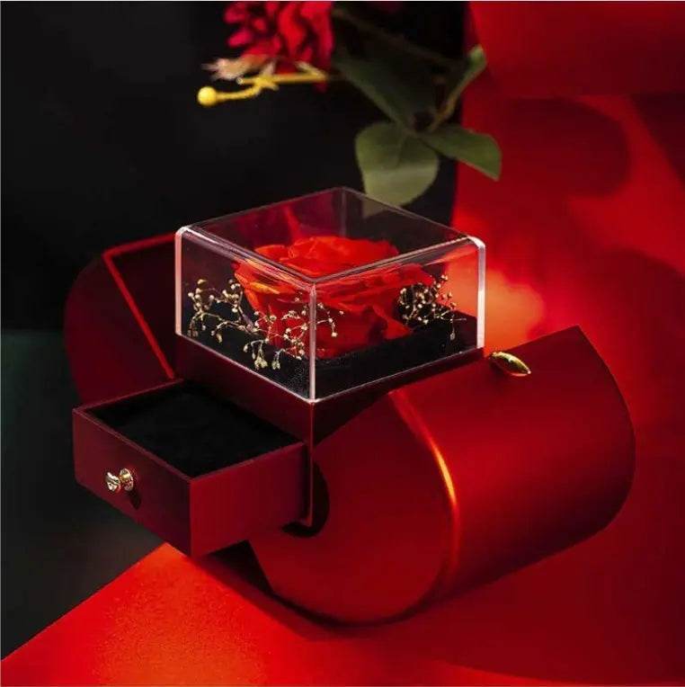 Fashion Jewelry Box Red Apple Christmas Gift Necklace Eternal Rose For Girl Mother's Day Valentine's Day Gifts With Artificial Flower Rose Flower Jewelry Box US - ProTrendyz