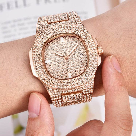 Mens Watches Luxury Brand Fashion Diamond Date Quartz Watch - ProTrendyz