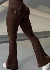 Yoga Fitness Flared Pants With Pockets Ins Fashion Slim High Waist Sports Trousers Scrunch Butt Booty Workout Lifting Leggings 2XL 3XL XXL XXXL - ProTrendyz