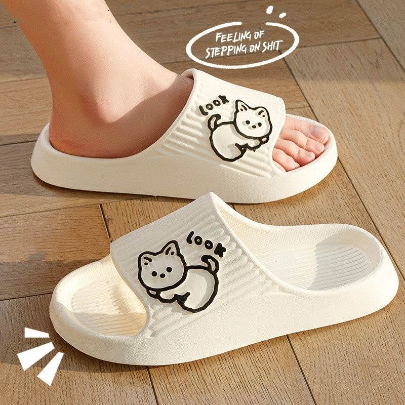 Cute Cat Slippers Summer Women Home Shoes Bath Thick Platform Non-Slip Slides Indoor Outdoor - ProTrendyz