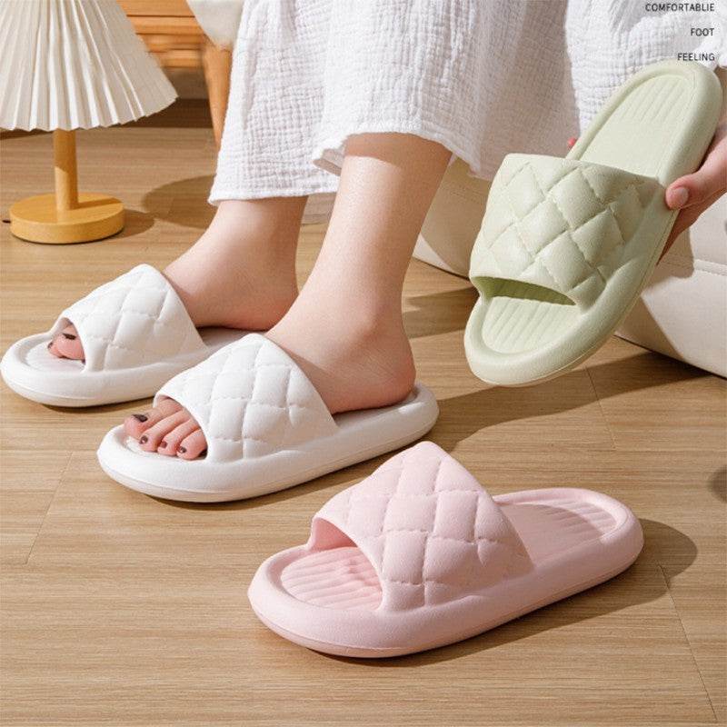 New Rhombus Home Slippers Summer Non-slip Floor Bathroom Slipper Lightweight Simple House Shoes For Women Men - ProTrendyz