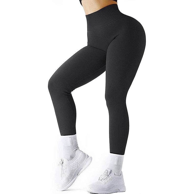 High Waist Seamless Leggings Threaded Knitted Fitness Pants Solid Women's Slimming Sports Yoga Pants Elastic Running Sport Leggings - ProTrendyz