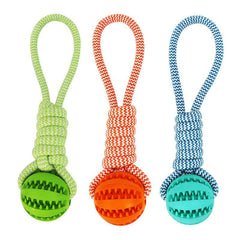 Dog Toys Treat Balls Interactive Hemp Rope Rubber Leaking Balls For Small Dogs Chewing Bite Resistant Toys Pet Tooth Cleaning Bite Resistant Toy Ball For Pet Dogs Puppy - ProTrendyz