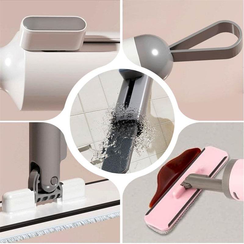 Rotatable Self-Squeeze Mini Mop With Crevice Brush Hand Wash-Free Flat Squeeze Mop With 2 Reusable Microfiber Pads, Microfiber Mop For Wet Dry Use Self Wringing Flat Mop For Floor Cleaning - ProTrendyz