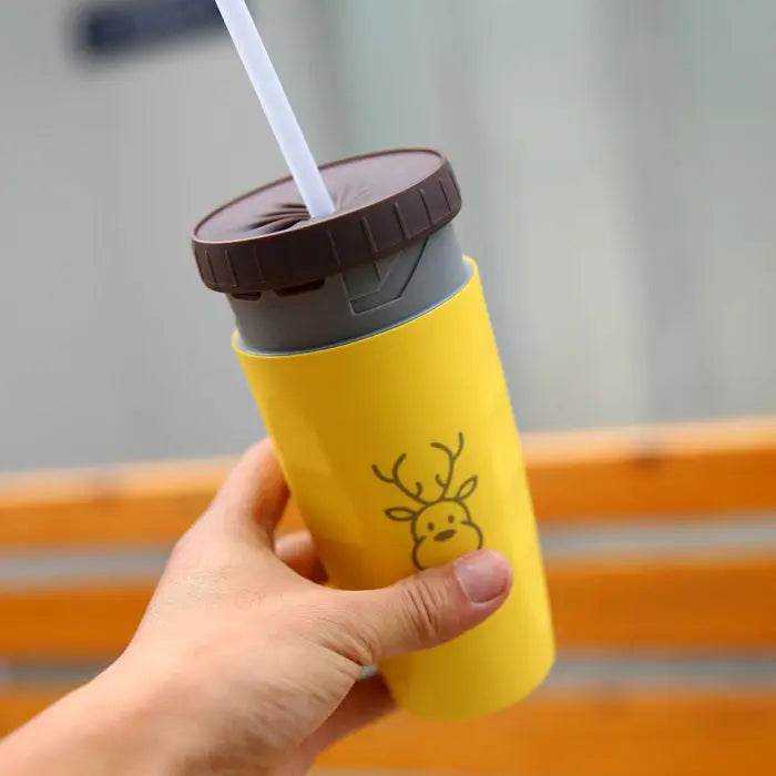 No Cover Twist Cup Travel Portable Cup Double Insulation Tumbler Straw Sippy Water Bottles Portable For Children Adults - ProTrendyz