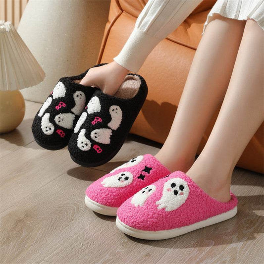 Halloween Cartoon Ghost Cotton Slippers For Women Indoor Non-slip Bedroom Floor Slipper Winter House Shoes - ProTrendyz