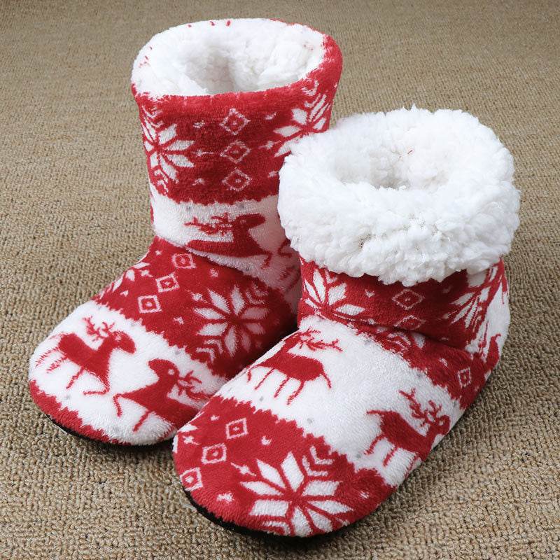 Christmas Elk Floor Shoes Indoor Socks Shoes Warm Plush House Slippers - ProTrendyz