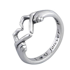Romantic Heart Hand Hug Fashion Ring For Women Couple Jewelry Silver Color Punk Gesture Wedding Men Finger Accessories Gifts - ProTrendyz