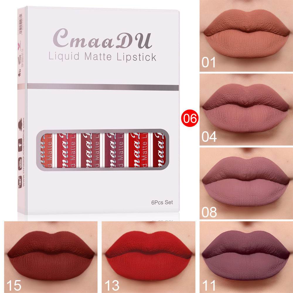 6 Boxes Of Matte Non-stick Cup Waterproof Lipstick Long Lasting Lip Gloss - ProTrendyz